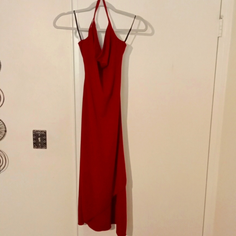 Red backless cocktail dress